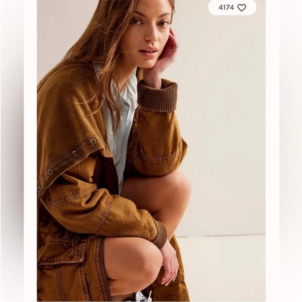 Free People Brown Utility Jacket size M - Picture 3 of 10